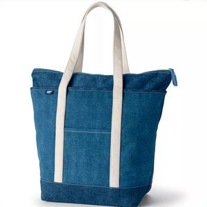 Lands end denim tote bag large
